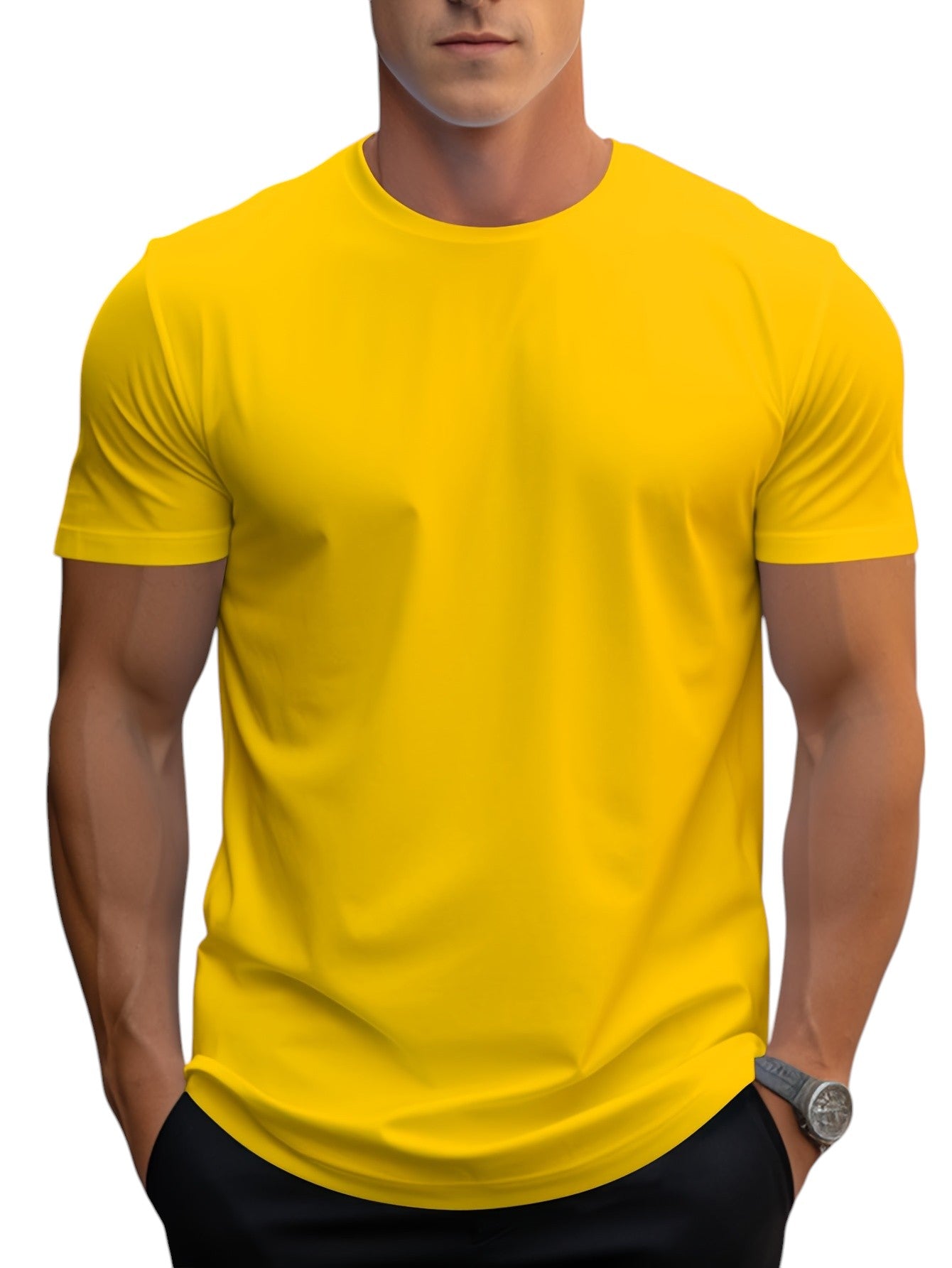 T-shirt basique en coton pour homme, coupe régulière 12