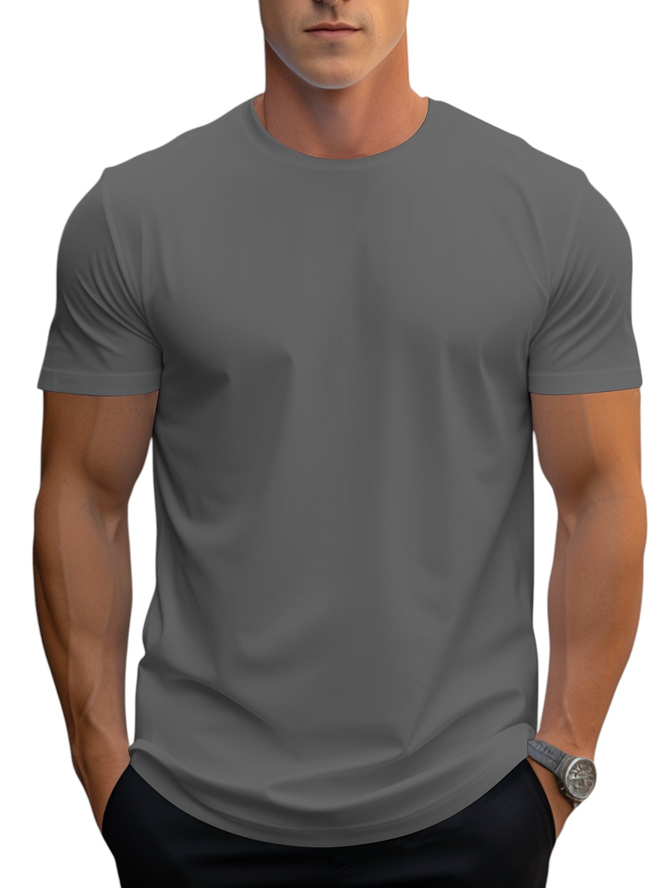T-shirt basique en coton pour homme, coupe régulière 13