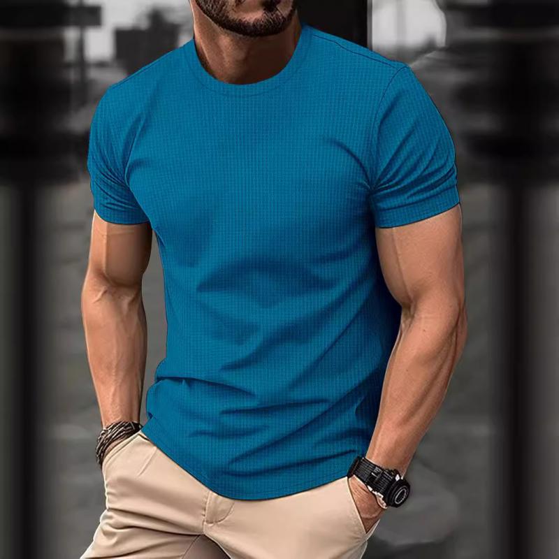 T-shirt décontracté en soie glacée pour homme à manches courtes 0
