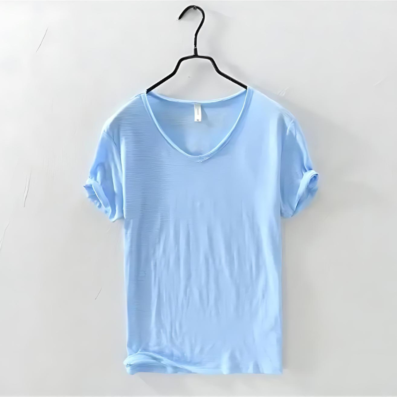 T-shirt en coton homme col en V léger et respirant 0
