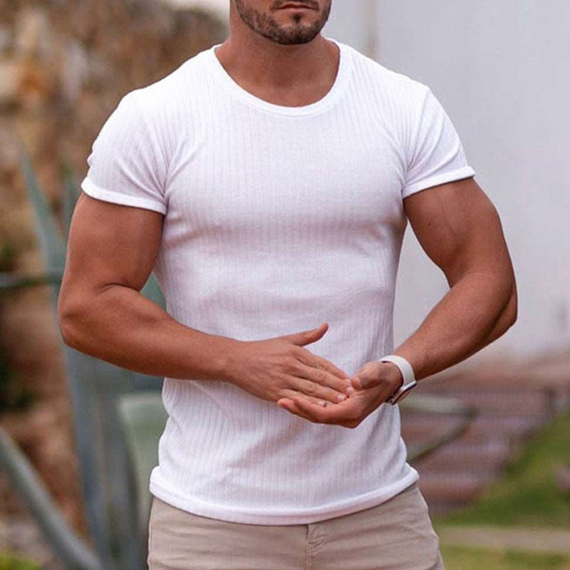 T-shirt en coton homme coupe ajustée col rond élégant 0